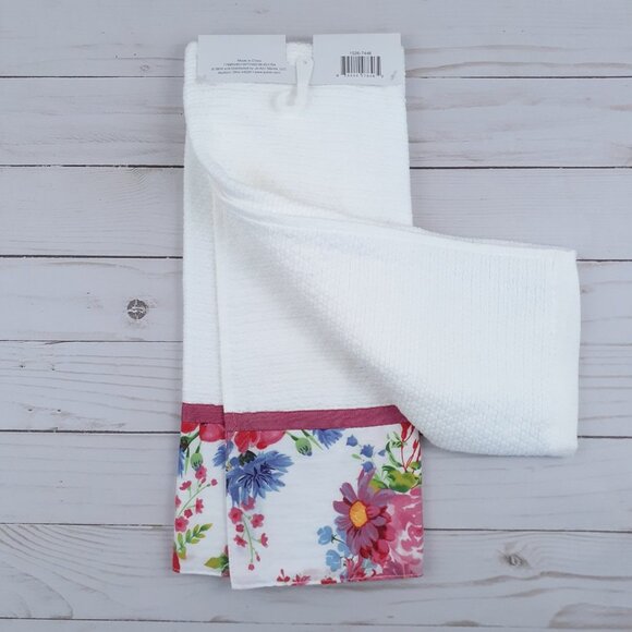 Hand Towel Live Simply Spring Floral Woven Burlap Applique - Picture 3 of 3